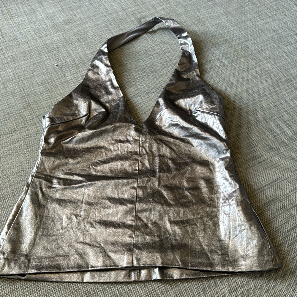 Zara metallic silver fabulous halter top